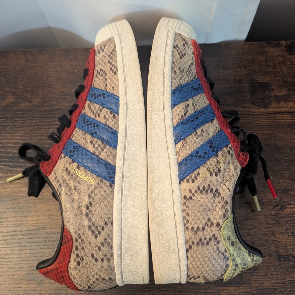 Adidas Originals Superstar Snakeskin Multi-Color Blue Red Yellow Sneakers - Picture 5 of 8